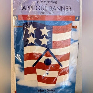 American Collection Applique Banner Decorative Birdhouse Flag Patriotic